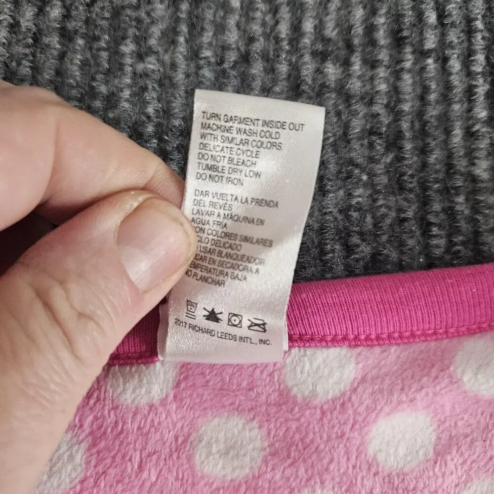 Disney Minnie Mouse Shirt Girls LARGE Pink Fleece Sleepwear Long Sleeve‎ Graphic - Picture 6 of 13